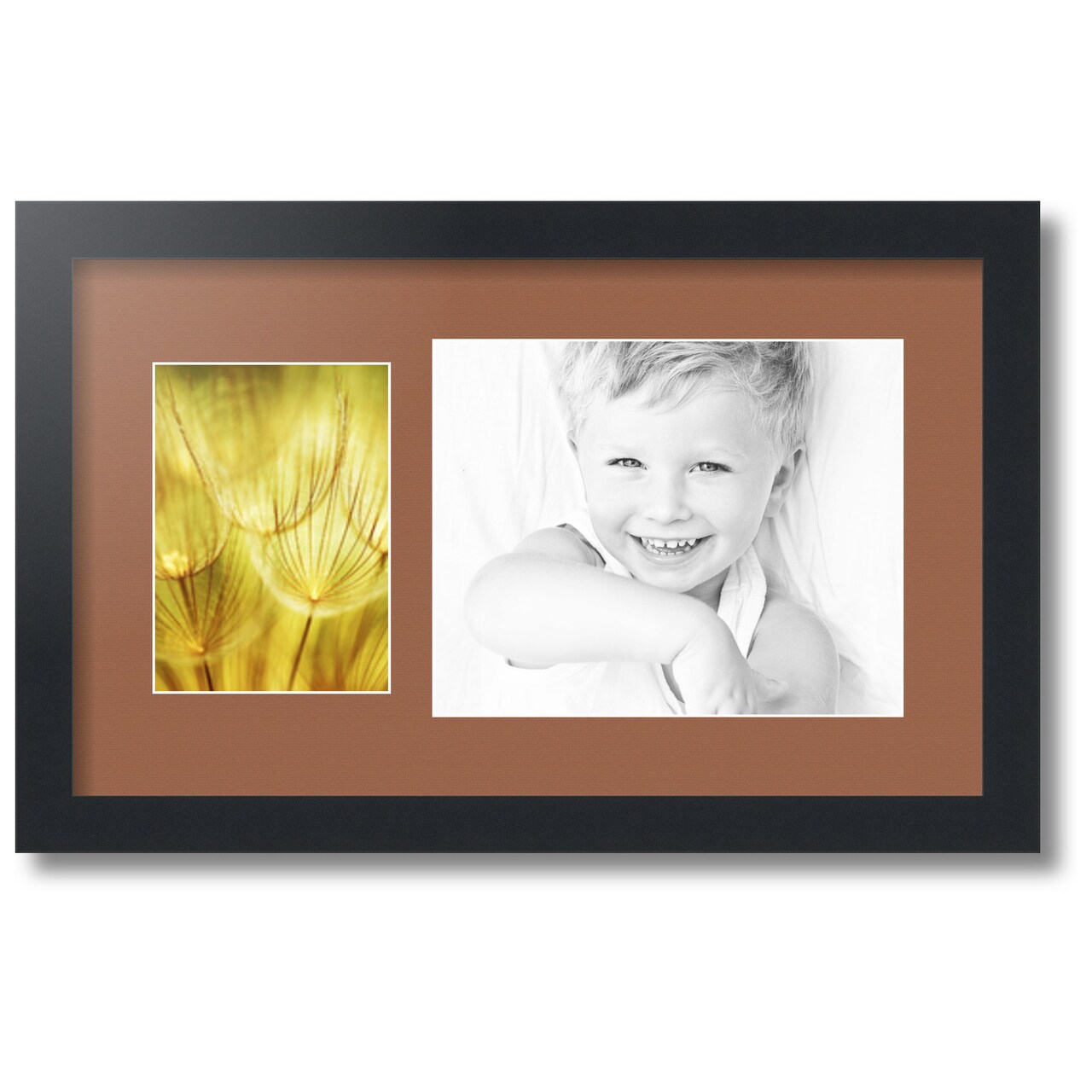 ArtToFrames Collage Photo Picture Frame with 1 - 5x7, 8x10 inch Openings, Framed in Black with Over 62 Mat Color Options and Regular Glass (CSM-3926-166)